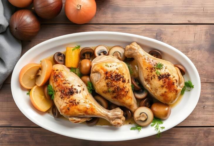 A Culinary Experience Baked Chicken Legs with Mushrooms and Veggies